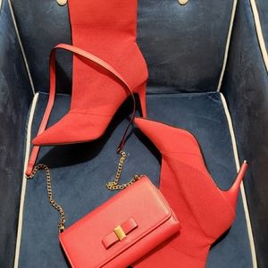 Women's size 13w Red stiletto boots